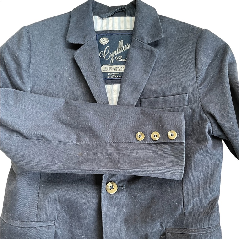 Boys navy cotton blazer